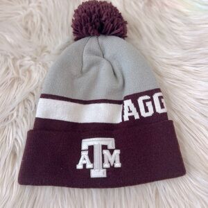 Adidas Texas A&M Aggies Pom Beanie Knit Hat Maroon Gray One Size